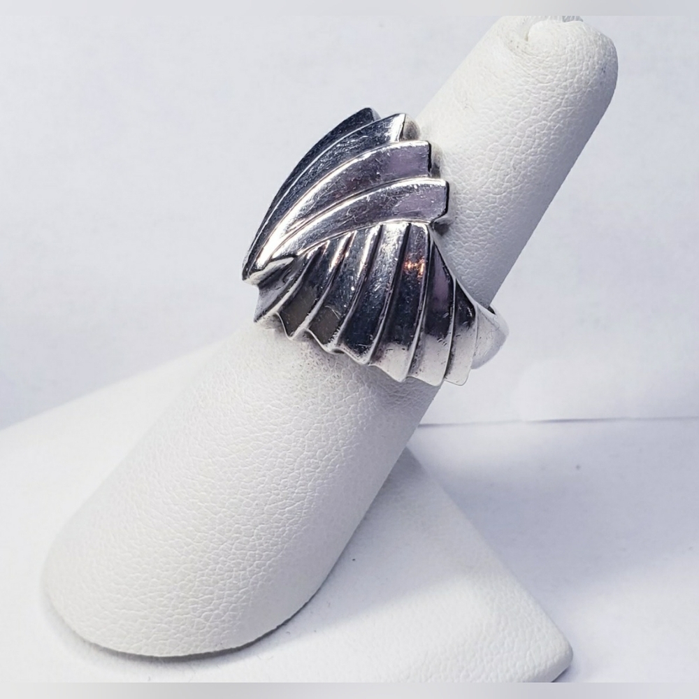 Art Deco Style Sterling Silver Solid Unisex Ring Size 5.75